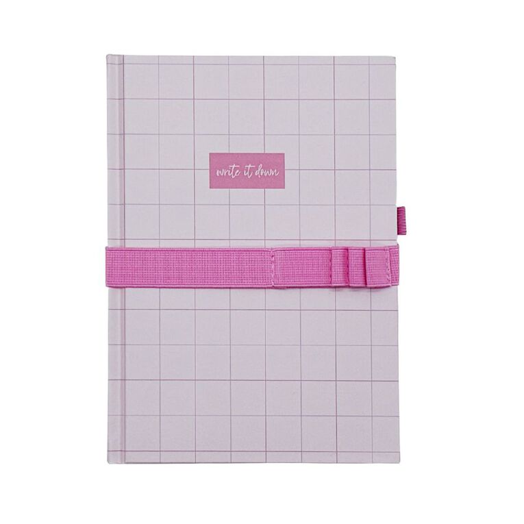 Uniti Clubhouse Notebook With Elastic Pen Holder Pink Light, , hi-res