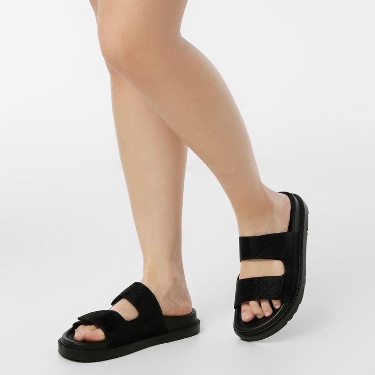 H&H Women's Alissa Double Strap Sandals, Black, hi-res
