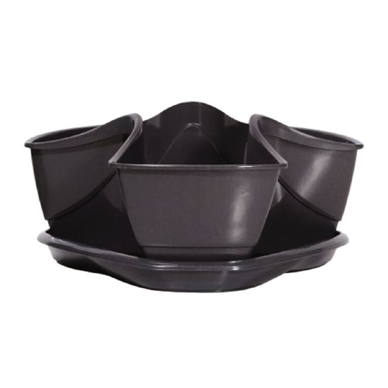 Prosperplast Plastic Herb and Strawberry Pot Single Grey Dark, , hi-res