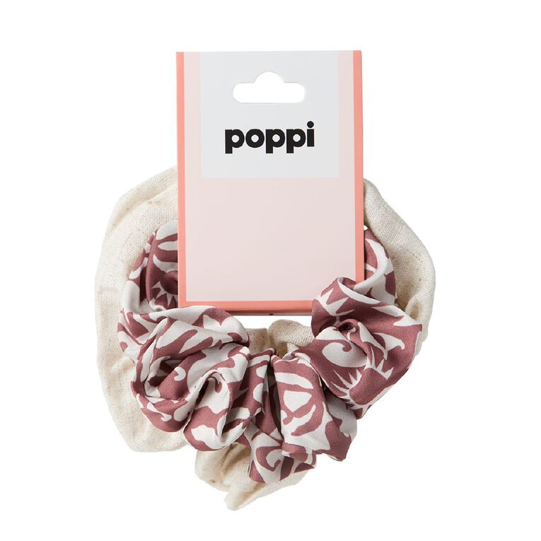Poppi Scrunchies 2 Pack Brown, , hi-res