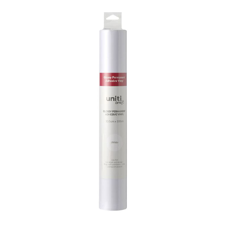 Uniti Craft Glossy Permanent Vinyl 30.5Cm X 100Cm White, , hi-res