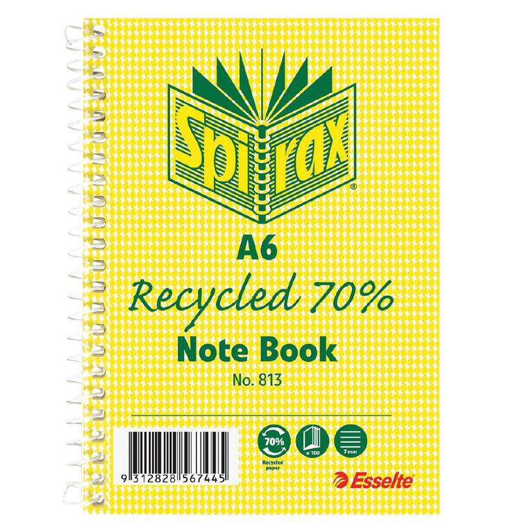 Spirax 813 Recycled Notebook 100 Page Multi-Coloured A6, , hi-res