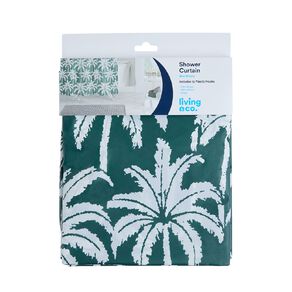 Living & Co Shower Curtain Palm Green 180cm x 180cm