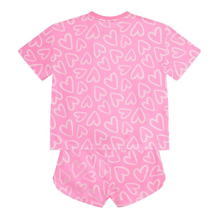 H&H Girls' Tee and Short Pyjama Set, Pink Mid, hi-res