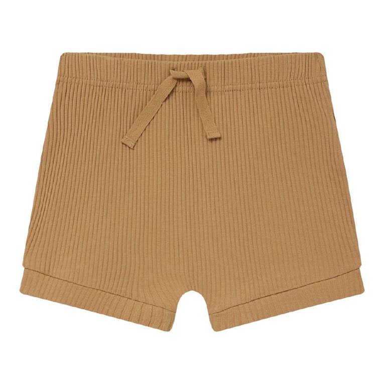 Young Original Babies' Rib Shorts 3 Pack, Brown Mid, hi-res