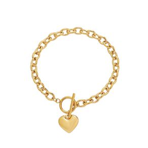 Waterproof Gold Plated Heart T-Bar Bracelet