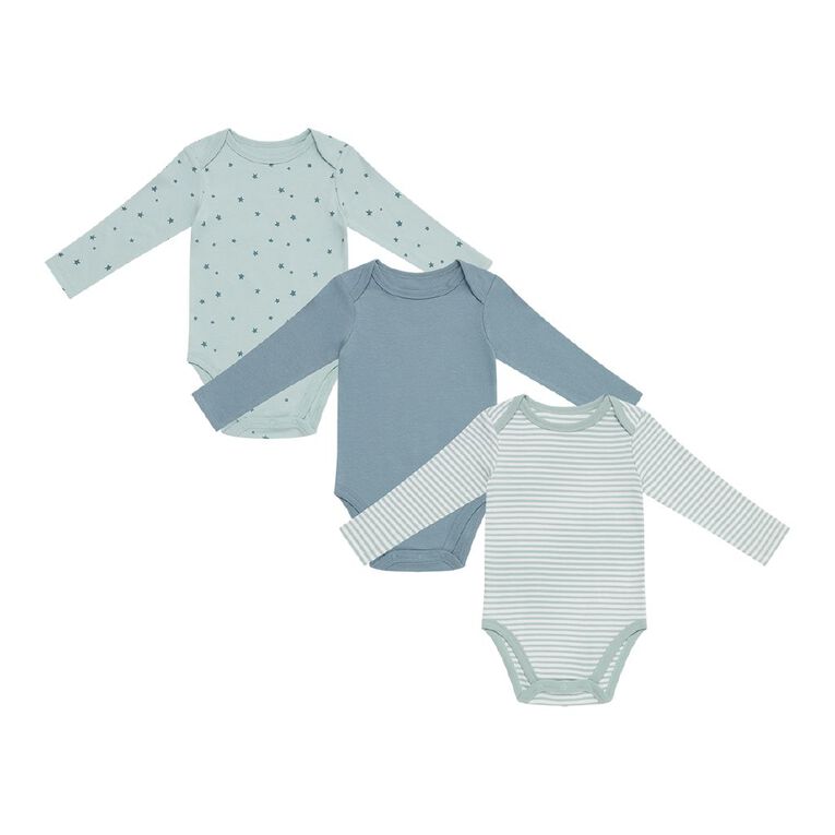 baby 2 pack ls solid & striped bodysuits white blue main image 1