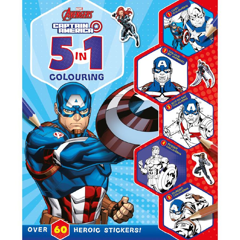 Marvel Avengers: Captain America: 5 In 1 Colouring, , hi-res
