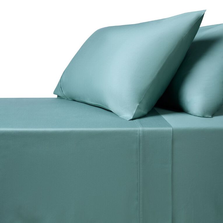 Living & Co 400TC Euro Cotton Sateen Sheet Green King, Green, hi-res