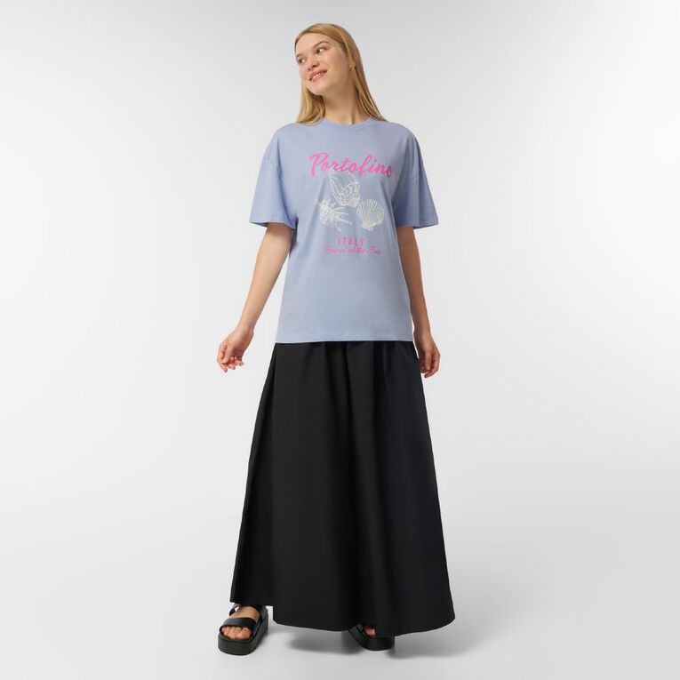 H&H Women's Short Sleeve Boyfriend Graphic Tee, Blue Light, hi-res