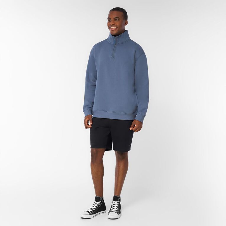 H&H Men's QTR Zip Heavyweight Sweat, Blue Mid, hi-res