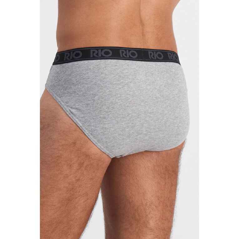 Rio Men's Briefs 5 Pack, Black/Grey, hi-res