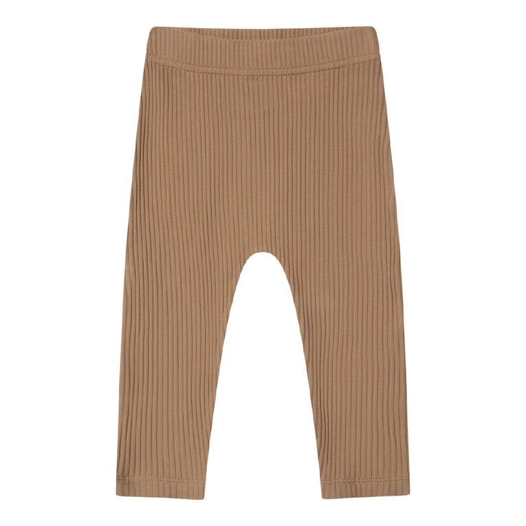 Young Original Babies' Rib Leggings 3 Pack, Brown Dark, hi-res