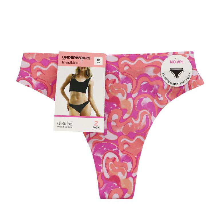 Underworks Women's Laser Cut G-String 2 Pack, Pink, hi-res