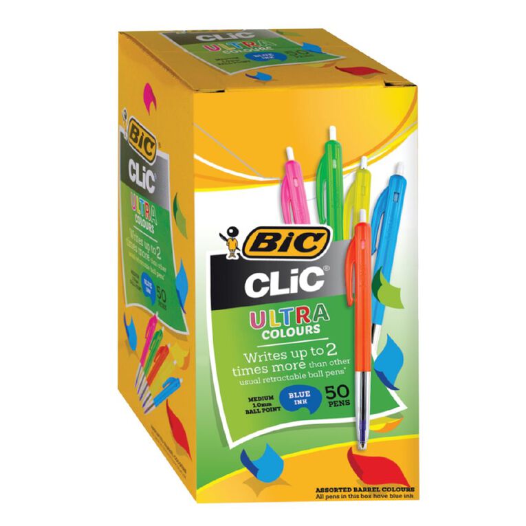 Bic Pen Clic Medium 50 Pack Blue Mid, , hi-res