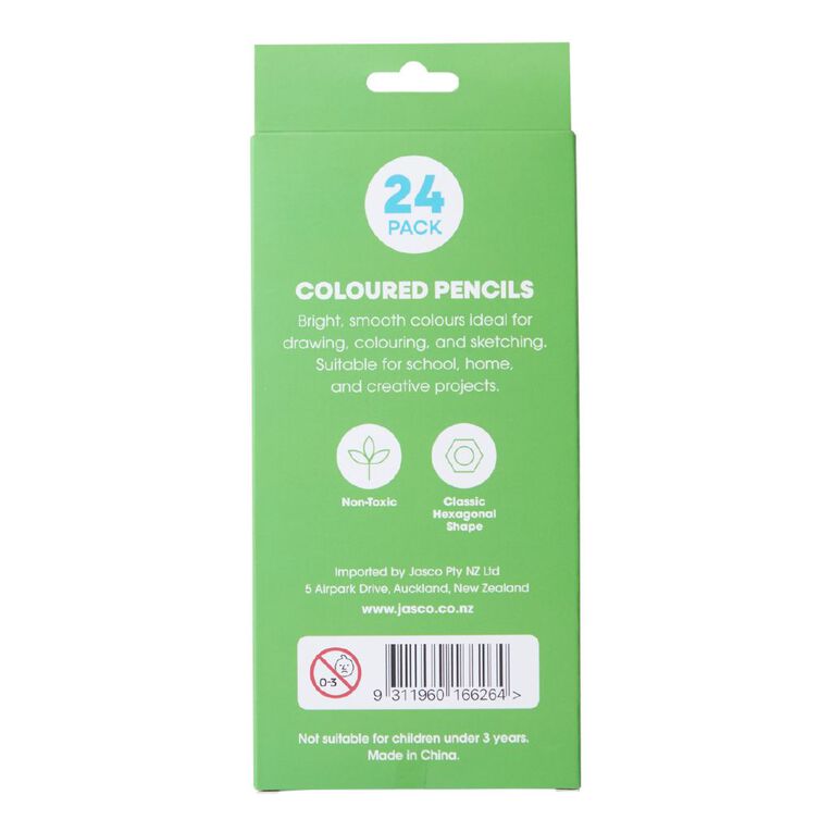 Jasart Coloured Pencils Multi-Coloured 24 Pack, , hi-res