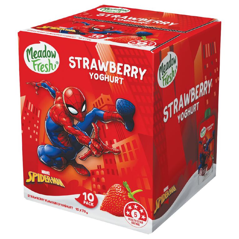 Meadow Fresh Strawberry Yoghurt Pouch 70g 10 Pack, , hi-res