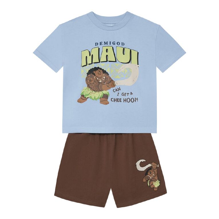 Moana Maui Boys' Tee and Short Pyjama Set, Blue Light, hi-res
