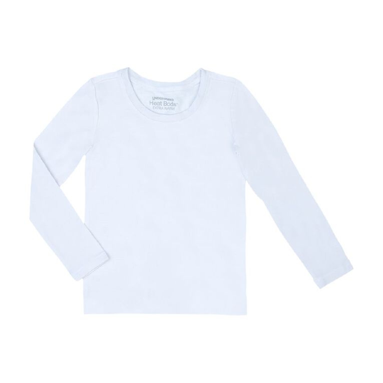 Underworks Kids' Heatbod Long Sleeve Top, White, hi-res