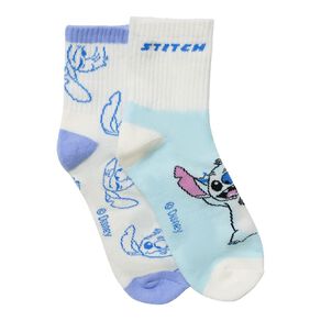 Stitch Ribbed Half Crew Socks 2 Pack