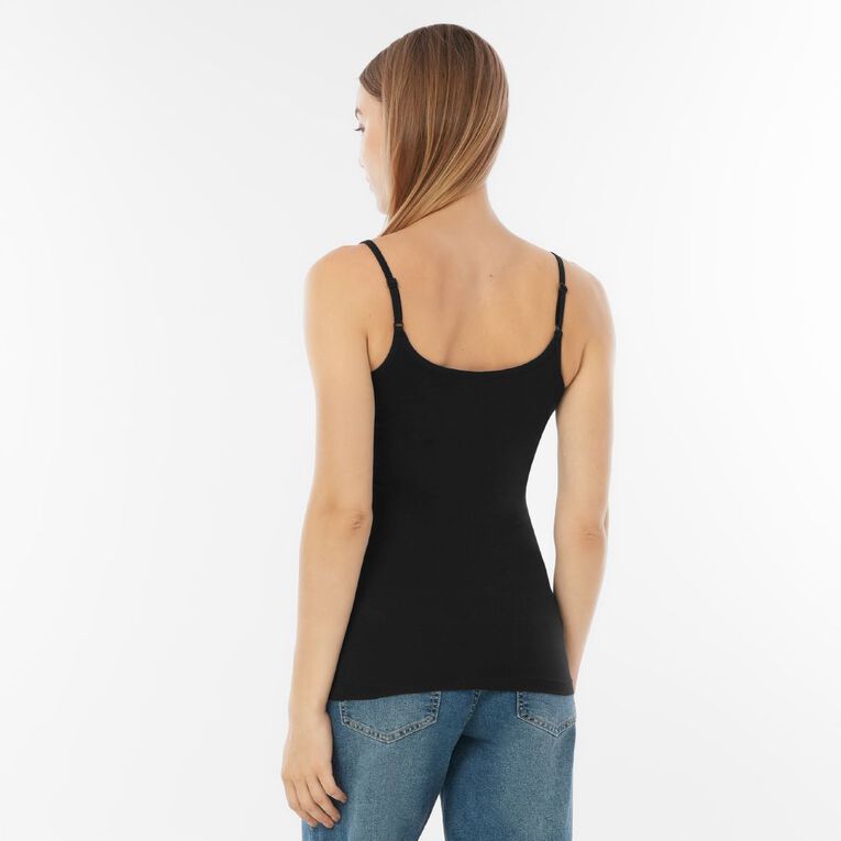 H&H Women's Essential Stretch Shelf Bra Cami, Black, hi-res