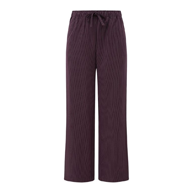 H&H Women's Wide Leg Pinstripe Pants, Purple Dark, hi-res