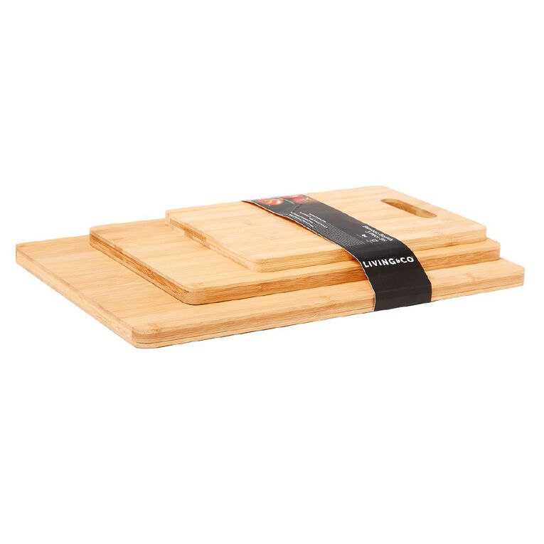 Living & Co Bamboo Chopping Board Set Natural 3 Pack, , hi-res