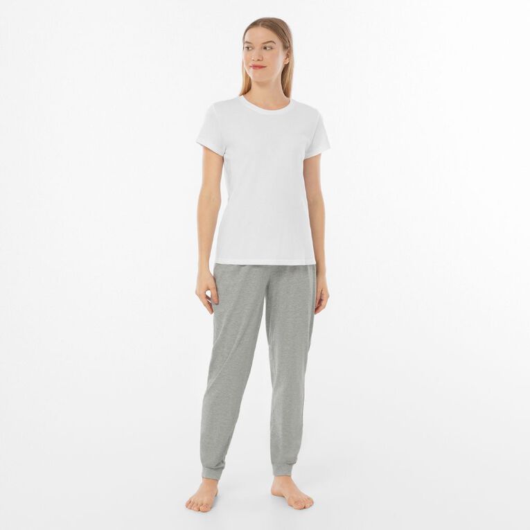 H&H Women's Knitted Cuffed Pyjama Pants, Grey Marle, hi-res