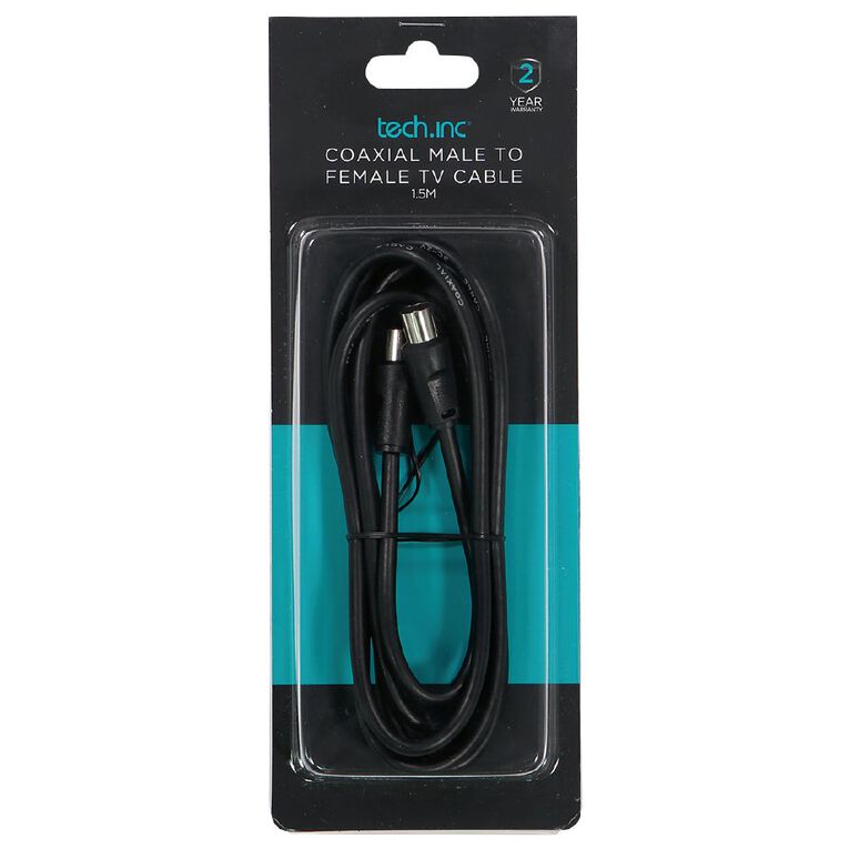 Tech.Inc Coaxial Cable Male to Female Plug 1.5m, , hi-res