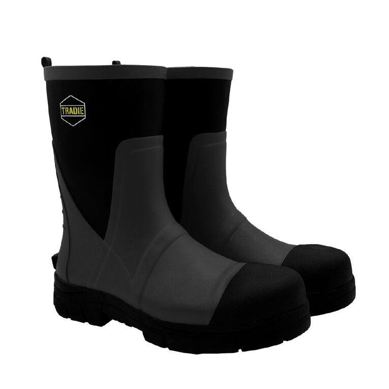Tradie Men's Steel Toe Gumboots Black/Yellow The Warehouse