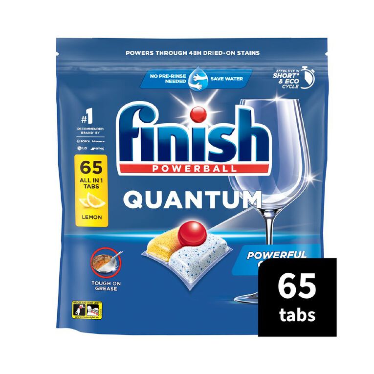 Finish Quantum Dishwasher Tablets Lemon 65 Pack, , hi-res