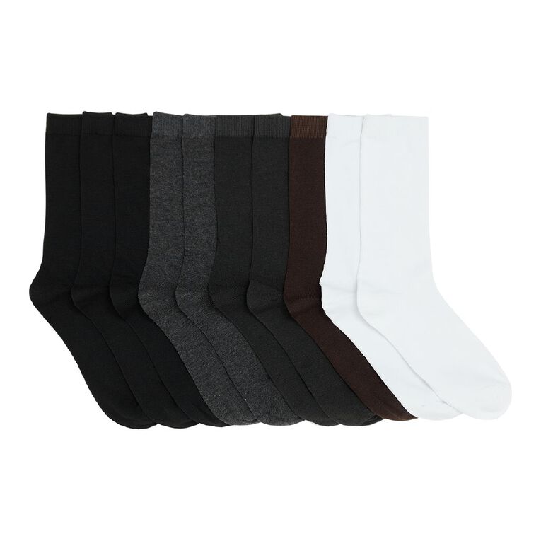H&H Men's Crew Socks 10 Pack, Multi-Coloured CLASSIC, hi-res