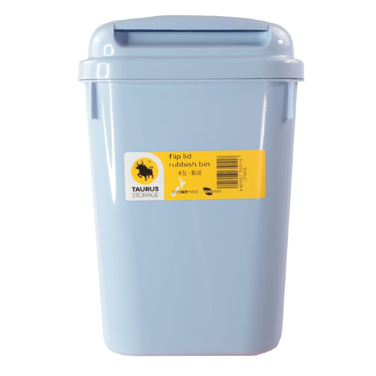 Taurus Flip Lid Rubbish Bin 4.5L Blue, , hi-res