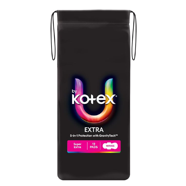 U By Kotex Maxi Pads Wings Super Size 12, , hi-res