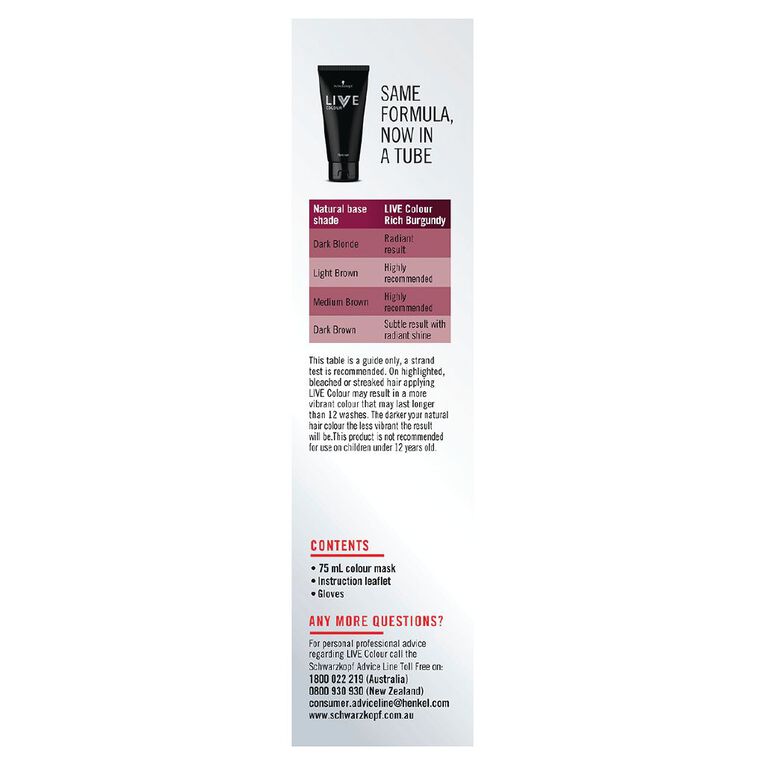 Schwarzkopf Live Colour Hair Colour Rich Burgundy XL, , hi-res