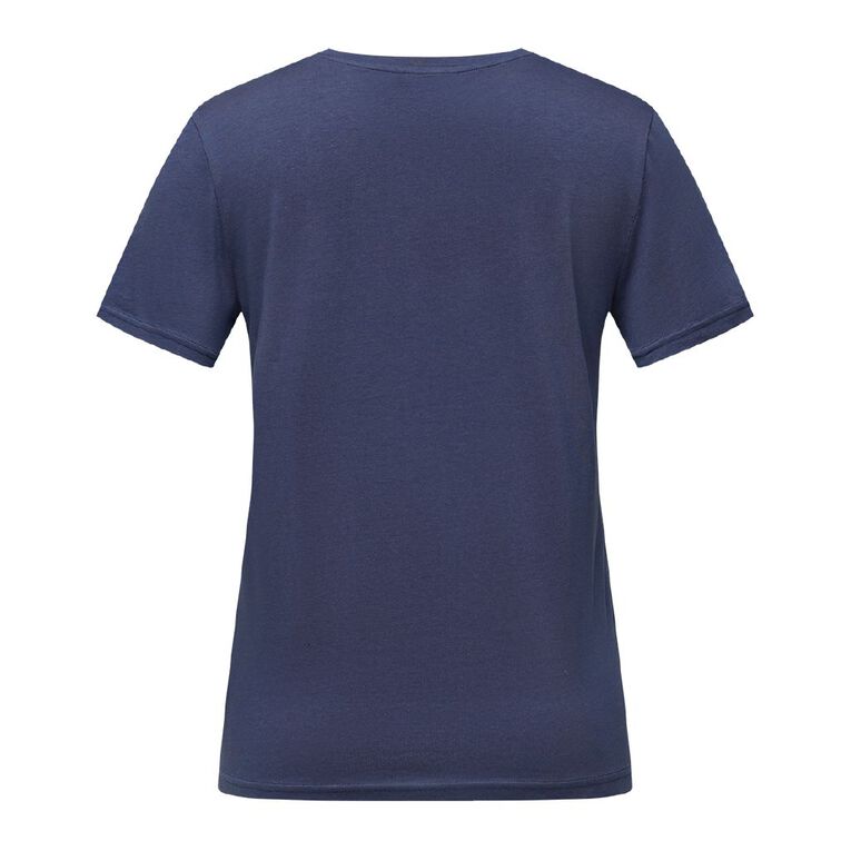 H&H Women's Short Sleeve Cotton Crew Neck Tee, Blue Mid, hi-res