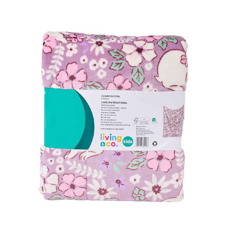 Living & Co Plush Bunny Blanket Sherpa Reverse Purple Mid King Single, , hi-res