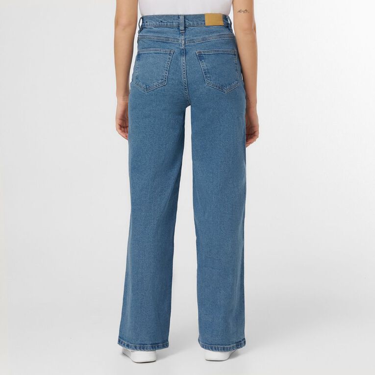 H&H Women's High Rise Wide Leg Jeans, Denim Mid, hi-res