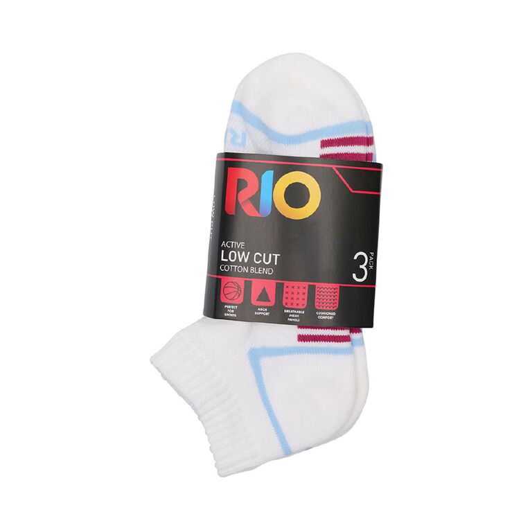 Rio Women's Active Low Cut Socks 3 Pack, White, hi-res