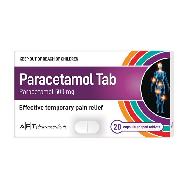 AFT Paracetamol 500mg Caplets 20s: LIMIT OF 2 PER CUSTOMER, , hi-res