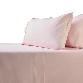 Living & Co 100% Washed Cotton Sheet Set Pink Queen