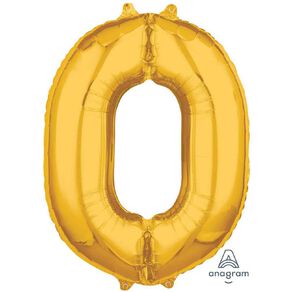 Anagram Mid-Size Shape Gold Number 0 Balloon