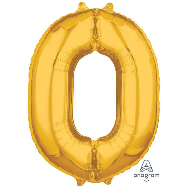 Anagram Mid-Size Shape Gold Number 0 Balloon, , hi-res