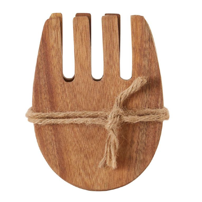 Living & Co Wooden Hand Salad Servers 2 Piece The Warehouse