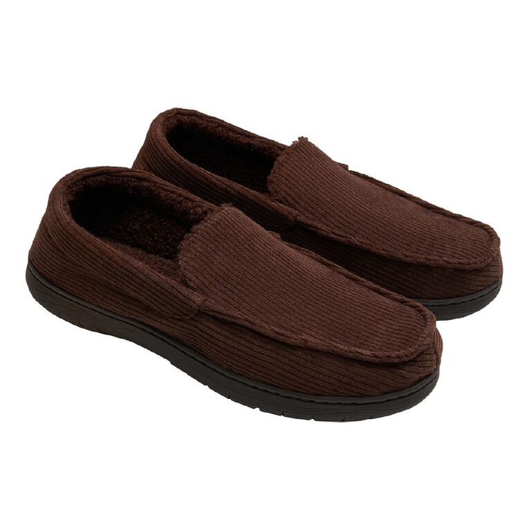H&H Men's Howard Moccasin Slippers, Brown, hi-res