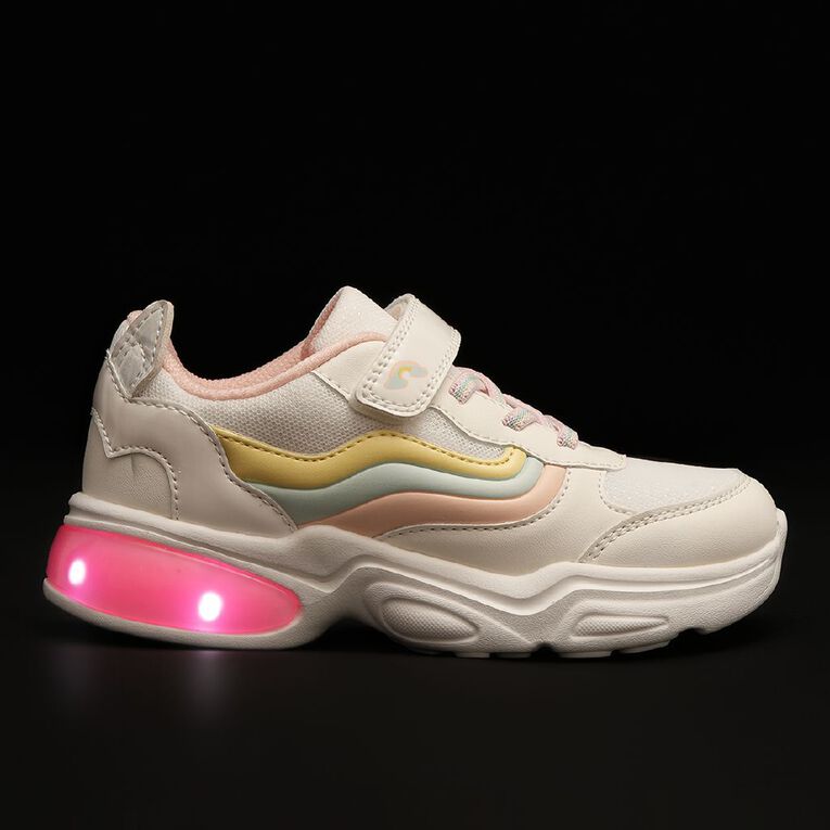 Active Intent Senior Kids' Kitty Light Up Sneakers, White, hi-res