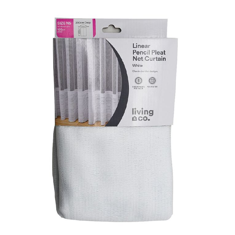 Living & Co Linear Net White 150-230cm Wide/135cm Drop, , hi-res