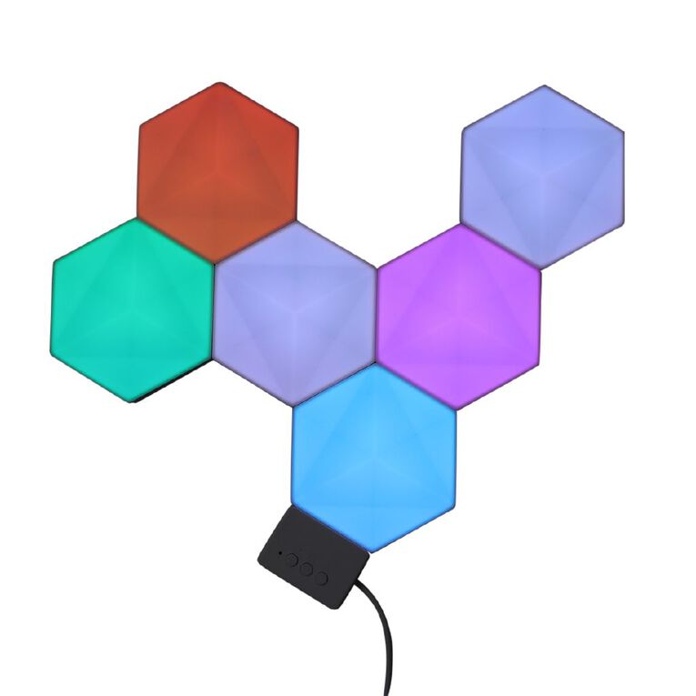 Living & Co Smart RGB Hexagon Lights 6 Pack, , hi-res