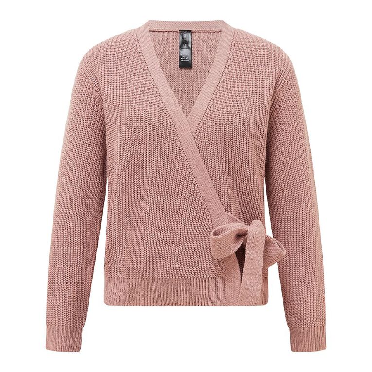 H&H Women's Wrap Cardigan, Pink Mid, hi-res