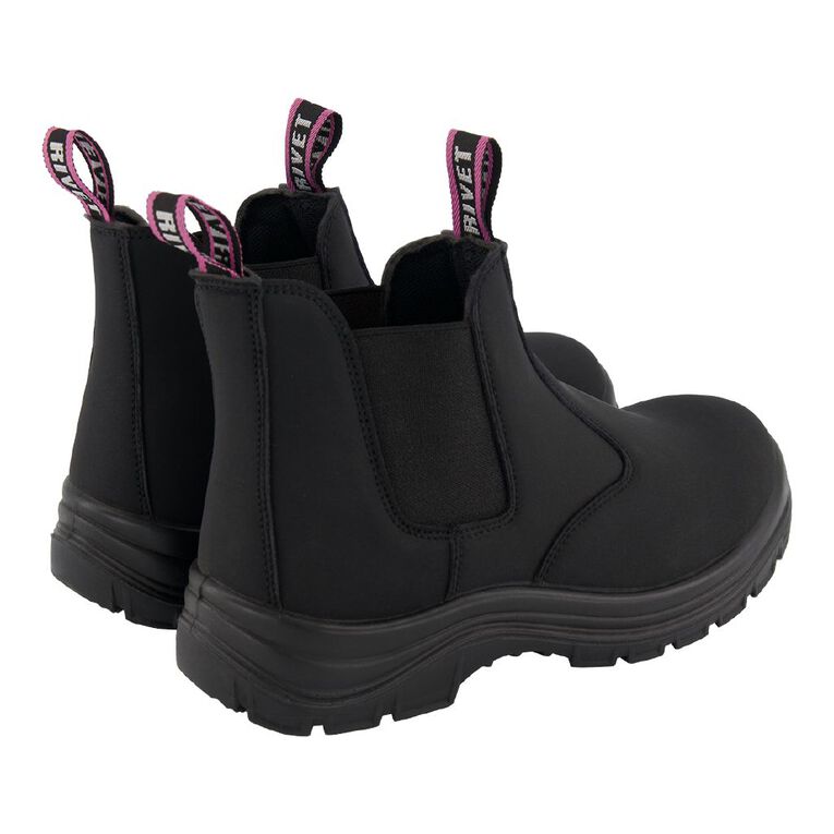 Rivet Women's Olive Steel Toe Work Boots Black/Pink The Warehouse